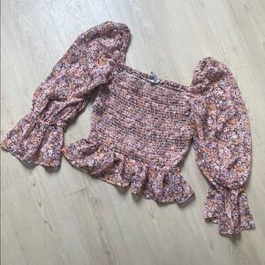 ASOS Pink Floral Off-Shoulder Blouse